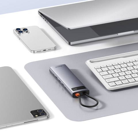 11w1 HUB adapter USB-C do USB-C PD 4x USB HDMI VGA AUX RJ45 SD TF szary 11w1 HUB adapter USB-C do USB-C PD 4x USB HDMI VGA AUX RJ45 SD TF szary