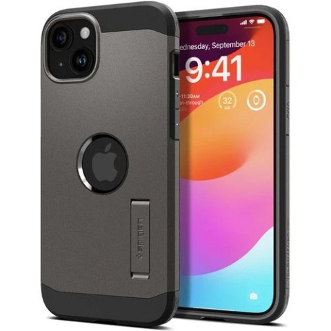 Etui Tough Armor MagSafe z podstawką na iPhone 15 Plus metaliczny szary Etui Tough Armor MagSafe z podstawką na iPhone 15 Plus metaliczny szary