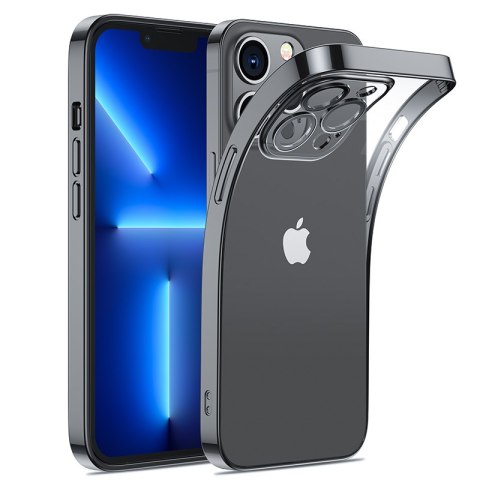 Etui obudowa pokrowiec do iPhone 14 Pro z metaliczną ramką 14Q Case czarny Etui obudowa pokrowiec do iPhone 14 Pro z metaliczną ramką 14Q Case czarny