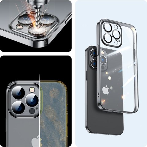 Etui obudowa pokrowiec do iPhone 14 Pro z metaliczną ramką 14Q Case czarny Etui obudowa pokrowiec do iPhone 14 Pro z metaliczną ramką 14Q Case czarny