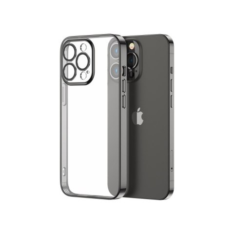 Etui obudowa pokrowiec do iPhone 14 Pro z metaliczną ramką 14Q Case czarny Etui obudowa pokrowiec do iPhone 14 Pro z metaliczną ramką 14Q Case czarny