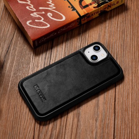 Etui pokryte naturalną skórą do iPhone 14 Plus Leather Oil Wax czarny Etui pokryte naturalną skórą do iPhone 14 Plus Leather Oil Wax czarny