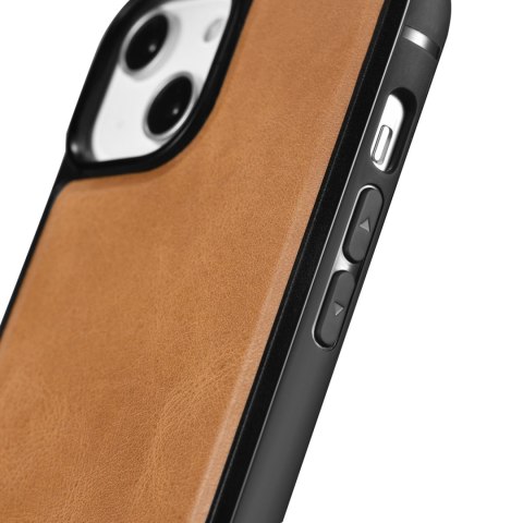 Etui pokryte naturalną skórą do iPhone 14 Plus Leather Oil Wax jasny brąz Etui pokryte naturalną skórą do iPhone 14 Plus Leather Oil Wax jasny brąz