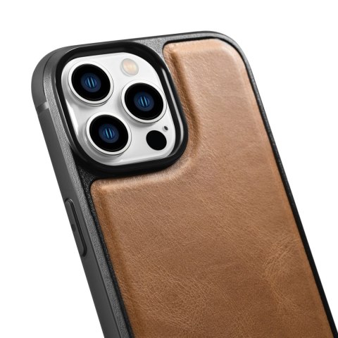 Etui pokryte naturalną skórą do iPhone 14 Pro Leather Oil Wax jasny brąz Etui pokryte naturalną skórą do iPhone 14 Pro Leather Oil Wax jasny brąz