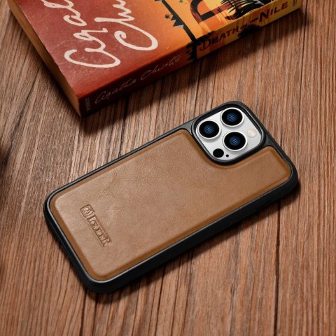 Etui pokryte naturalną skórą do iPhone 14 Pro Leather Oil Wax jasny brąz Etui pokryte naturalną skórą do iPhone 14 Pro Leather Oil Wax jasny brąz