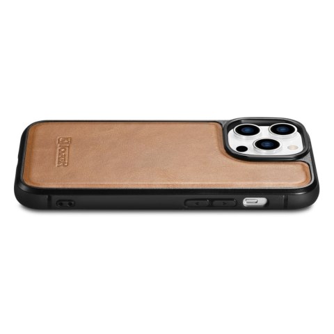 Etui pokryte naturalną skórą do iPhone 14 Pro Leather Oil Wax jasny brąz Etui pokryte naturalną skórą do iPhone 14 Pro Leather Oil Wax jasny brąz