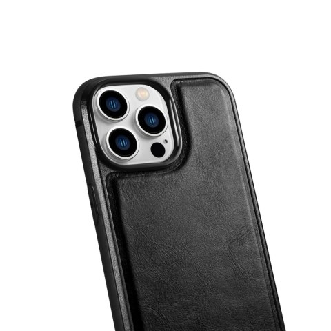 Etui pokryte naturalną skórą do iPhone 14 Pro Max Leather Oil Wax czarny Etui pokryte naturalną skórą do iPhone 14 Pro Max Leather Oil Wax czarny