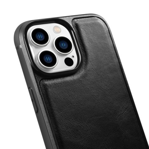 Etui pokryte naturalną skórą do iPhone 14 Pro Max Leather Oil Wax czarny Etui pokryte naturalną skórą do iPhone 14 Pro Max Leather Oil Wax czarny