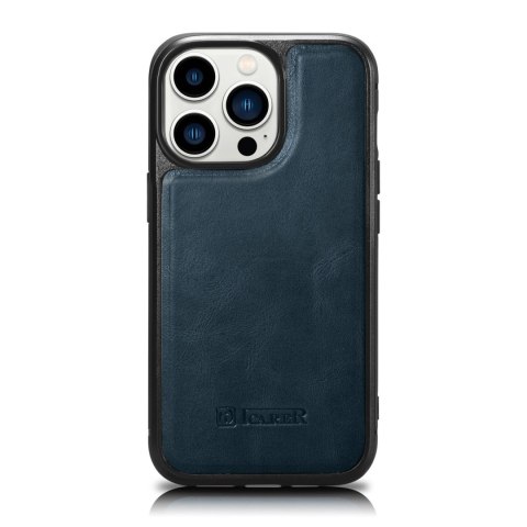Etui pokryte naturalną skórą do iPhone 14 Pro Max Leather Oil Wax granatowy Etui pokryte naturalną skórą do iPhone 14 Pro Max Leather Oil Wax granatowy