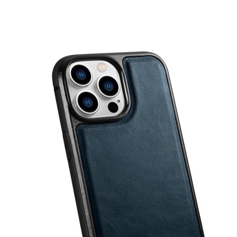 Etui pokryte naturalną skórą do iPhone 14 Pro Max Leather Oil Wax granatowy Etui pokryte naturalną skórą do iPhone 14 Pro Max Leather Oil Wax granatowy