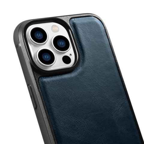 Etui pokryte naturalną skórą do iPhone 14 Pro Max Leather Oil Wax granatowy Etui pokryte naturalną skórą do iPhone 14 Pro Max Leather Oil Wax granatowy