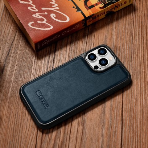 Etui pokryte naturalną skórą do iPhone 14 Pro Max Leather Oil Wax granatowy Etui pokryte naturalną skórą do iPhone 14 Pro Max Leather Oil Wax granatowy
