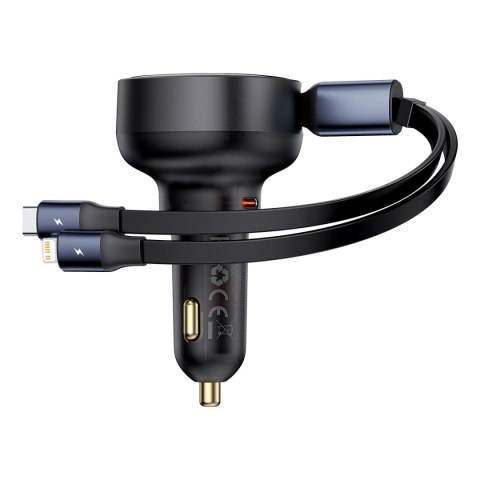 Ładowarka samochodowa z USB-C i ze zwijanym kablem USB-C iPhone 60W czarny Ładowarka samochodowa z USB-C i ze zwijanym kablem USB-C iPhone 60W czarny