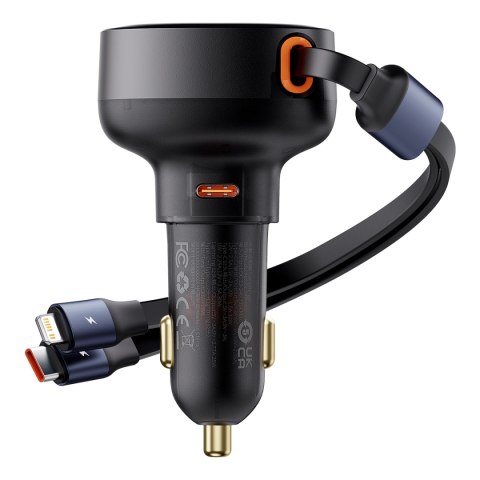 Ładowarka samochodowa z USB-C i ze zwijanym kablem USB-C iPhone 60W czarny Ładowarka samochodowa z USB-C i ze zwijanym kablem USB-C iPhone 60W czarny
