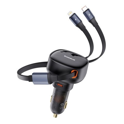Ładowarka samochodowa z USB-C i ze zwijanym kablem USB-C iPhone 60W czarny Ładowarka samochodowa z USB-C i ze zwijanym kablem USB-C iPhone 60W czarny