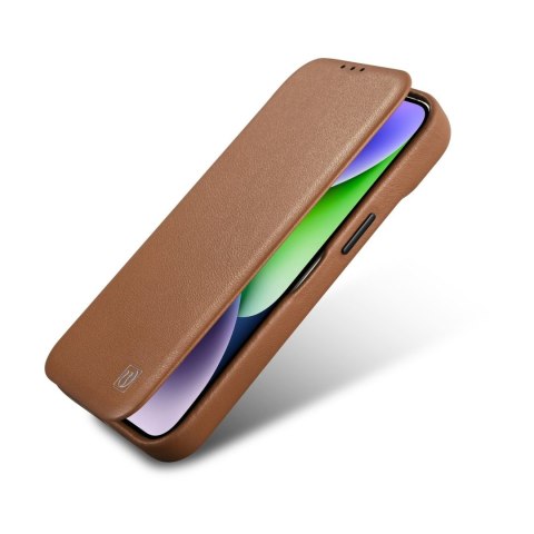 Skórzane etui iPhone 14 Pro Max z klapką magnetyczne MagSafe CE Premium Leather jasny brąz Skórzane etui iPhone 14 Pro Max z klapką magnetyczne MagSafe CE Premium Leather jasny brąz