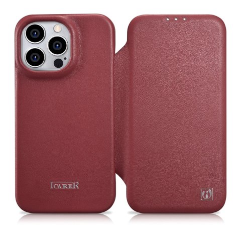 Skórzane etui iPhone 14 Pro z klapką magnetyczne MagSafe CE Premium Leather bordowy Skórzane etui iPhone 14 Pro z klapką magnetyczne MagSafe CE Premium Leather bordowy