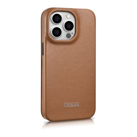 Skórzane etui iPhone 14 Pro z klapką magnetyczne MagSafe CE Premium Leather jasny brąz Skórzane etui iPhone 14 Pro z klapką magnetyczne MagSafe CE Premium Leather jasny brąz