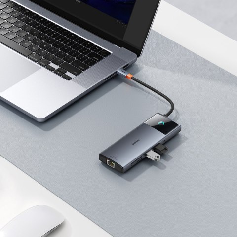 11w1 HUB Adapter USB-C do USB-C PD USB-C 3x USB-A HDMI AUX RJ-45 SD TF szary 11w1 HUB Adapter USB-C do USB-C PD USB-C 3x USB-A HDMI AUX RJ-45 SD TF szary