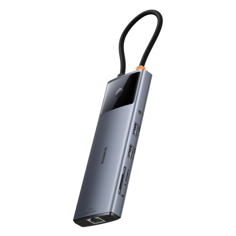 11w1 HUB Adapter USB-C do USB-C PD USB-C 3x USB-A HDMI AUX RJ-45 SD TF szary 11w1 HUB Adapter USB-C do USB-C PD USB-C 3x USB-A HDMI AUX RJ-45 SD TF szary