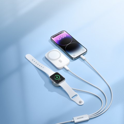 3w1 Kabel przewód USB-A z ładowarka indukcyjną + 1x iPhone Lightning + 1x USB-C 1.2m biały 3w1 Kabel przewód USB-A z ładowarka indukcyjną + 1x iPhone Lightning + 1x USB-C 1.2m biały