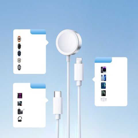 3w1 Kabel przewód USB-A z ładowarka indukcyjną + 1x iPhone Lightning + 1x USB-C 1.2m biały 3w1 Kabel przewód USB-A z ładowarka indukcyjną + 1x iPhone Lightning + 1x USB-C 1.2m biały