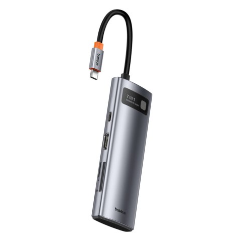 7w1 HUB Adapter Metal Gleam Series USB-C do USB-C PD 3x USB-A HDMI SD TF szary 7w1 HUB Adapter Metal Gleam Series USB-C do USB-C PD 3x USB-A HDMI SD TF szary