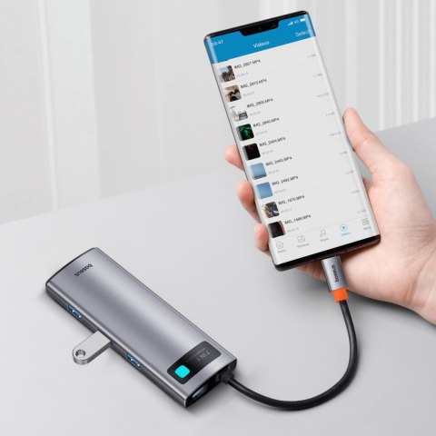 7w1 HUB Adapter Metal Gleam Series USB-C do USB-C PD 3x USB-A HDMI SD TF szary 7w1 HUB Adapter Metal Gleam Series USB-C do USB-C PD 3x USB-A HDMI SD TF szary