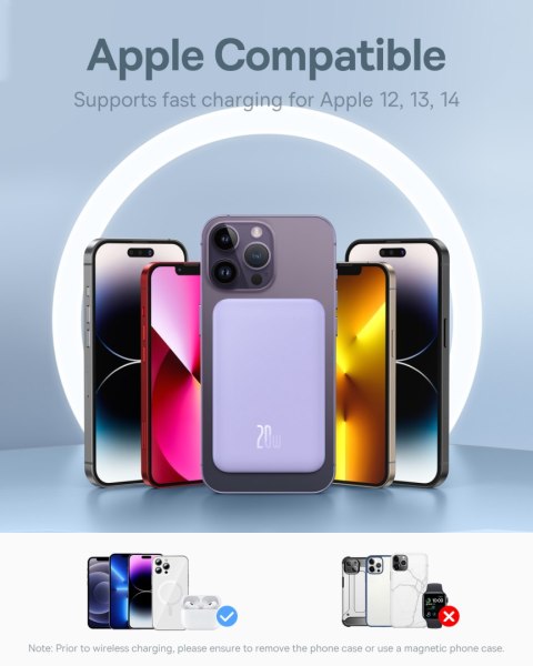 Mini powerbank 5000mAh 20W + kabel USB-C 20V / 3A fioletowy Mini powerbank 5000mAh 20W + kabel USB-C 20V / 3A fioletowy