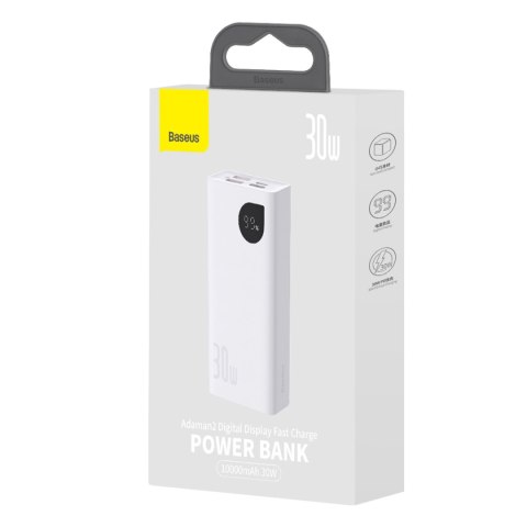 Powerbank Adaman2 10000mAh z wyświetlaczem cyfrowym 2x USB-A / 1x USB-C 30W biały Powerbank Adaman2 10000mAh z wyświetlaczem cyfrowym 2x USB-A / 1x USB-C 30W biały