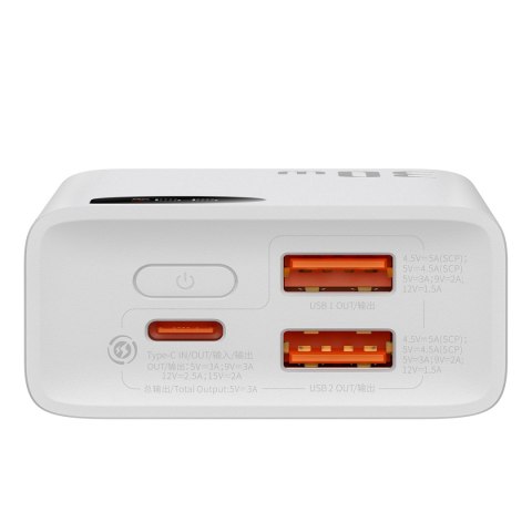 Powerbank Adaman2 10000mAh z wyświetlaczem cyfrowym 2x USB-A / 1x USB-C 30W biały Powerbank Adaman2 10000mAh z wyświetlaczem cyfrowym 2x USB-A / 1x USB-C 30W biały