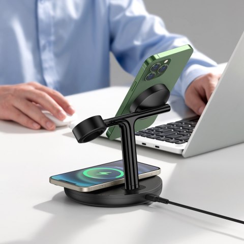 3w1 stojak ładowarka indukcyjna do iPhone Apple Watch AirPods + kabel USB-C 1m czarny 3w1 stojak ładowarka indukcyjna do iPhone Apple Watch AirPods + kabel USB-C 1m czarny