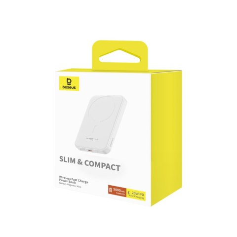 Mini powerbank 5000mAh 20W + kabel USB-C 20V / 3A biały Mini powerbank 5000mAh 20W + kabel USB-C 20V / 3A biały