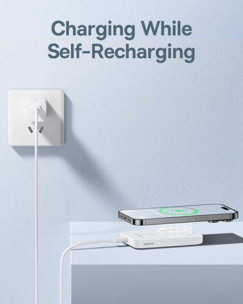 Mini powerbank 5000mAh 20W + kabel USB-C 20V / 3A biały Mini powerbank 5000mAh 20W + kabel USB-C 20V / 3A biały