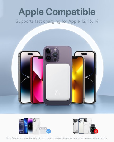 Mini powerbank 5000mAh 20W + kabel USB-C 20V / 3A biały Mini powerbank 5000mAh 20W + kabel USB-C 20V / 3A biały