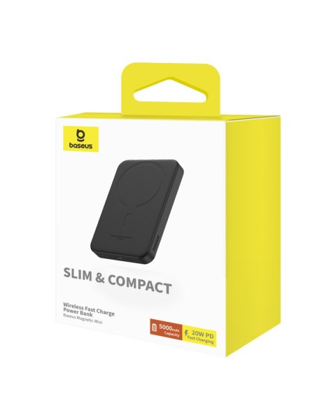 Mini powerbank 5000mAh 20W + kabel USB-C 20V / 3A czarny Mini powerbank 5000mAh 20W + kabel USB-C 20V / 3A czarny