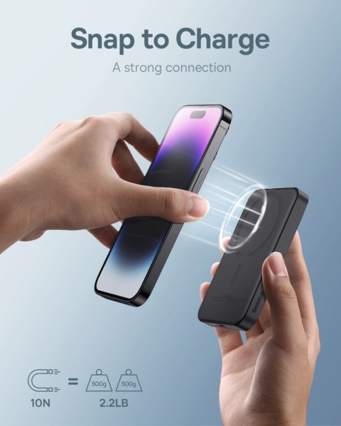Mini powerbank 5000mAh 20W + kabel USB-C 20V / 3A czarny Mini powerbank 5000mAh 20W + kabel USB-C 20V / 3A czarny