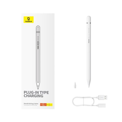 Rysik stylus do iPad z aktywną wymienną końcówką Smooth Writing 2 + kabel USB-A biały Rysik stylus do iPad z aktywną wymienną końcówką Smooth Writing 2 + kabel USB-A biały