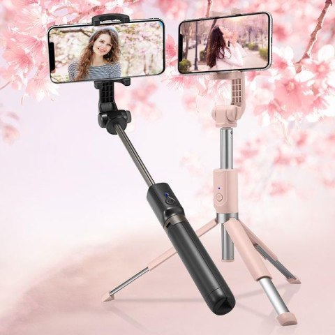 2w1 Kijek teleskopowy Selfie Stick z pilotem i ze statywem stojakiem do telefonu czarny 2w1 Kijek teleskopowy Selfie Stick z pilotem i ze statywem stojakiem do telefonu czarny