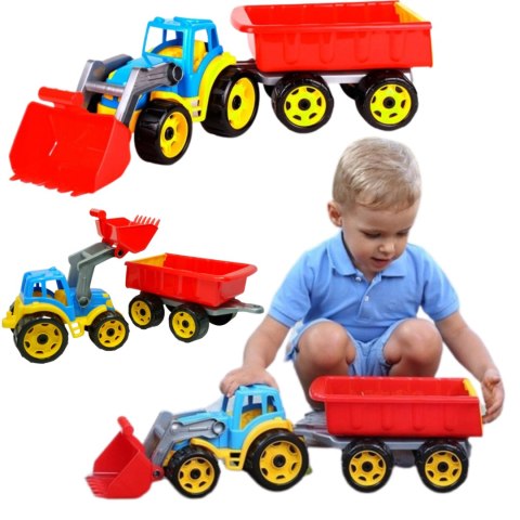 DUZY TRAKTOR CIĄGNIK Z PRZYCZEPĄ KOPARKA MEGA 64cm DUZY TRAKTOR CIĄGNIK Z PRZYCZEPĄ KOPARKA MEGA 64cm