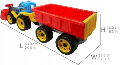 DUZY TRAKTOR CIĄGNIK Z PRZYCZEPĄ KOPARKA MEGA 64cm DUZY TRAKTOR CIĄGNIK Z PRZYCZEPĄ KOPARKA MEGA 64cm
