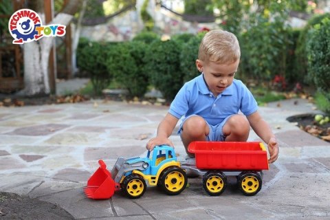 DUZY TRAKTOR CIĄGNIK Z PRZYCZEPĄ KOPARKA MEGA 64cm DUZY TRAKTOR CIĄGNIK Z PRZYCZEPĄ KOPARKA MEGA 64cm