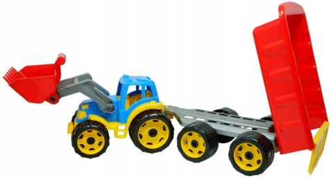 DUZY TRAKTOR CIĄGNIK Z PRZYCZEPĄ KOPARKA MEGA 64cm DUZY TRAKTOR CIĄGNIK Z PRZYCZEPĄ KOPARKA MEGA 64cm