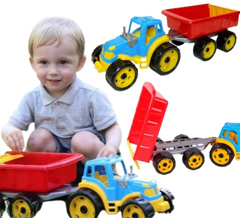 DUZY TRAKTOR CIĄGNIK Z PRZYCZEPĄ PAKA MASZYNA 54cm DUZY TRAKTOR CIĄGNIK Z PRZYCZEPĄ PAKA MASZYNA 54cm