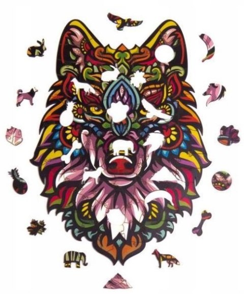 PUZZLE DREWNIANE UKŁADANKA TAJEMNICZY WILK KOLOROW PUZZLE DREWNIANE UKŁADANKA TAJEMNICZY WILK KOLOROW