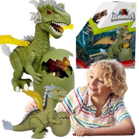 SMOK DINOZAUR ŚWIATŁO DŻWIĘK CHODZI RYCZY + JAJO SMOK DINOZAUR ŚWIATŁO DŻWIĘK CHODZI RYCZY + JAJO