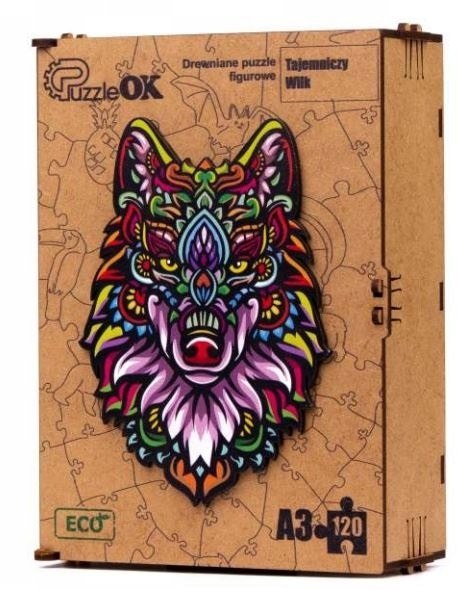 PUZZLE DREWNIANE UKŁADANKA TAJEMNICZY WILK KOLOROW PUZZLE DREWNIANE UKŁADANKA TAJEMNICZY WILK KOLOROW