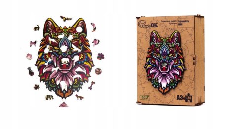 PUZZLE DREWNIANE UKŁADANKA TAJEMNICZY WILK KOLOROW PUZZLE DREWNIANE UKŁADANKA TAJEMNICZY WILK KOLOROW