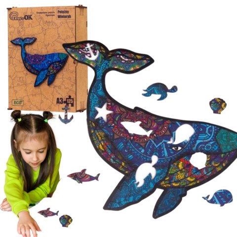 PUZZLE DREWNIANE UKŁADANKA WIELORYB RYBA REKIN PUZZLE DREWNIANE UKŁADANKA WIELORYB RYBA REKIN