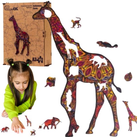 PUZZLE DREWNIANE UKŁADANKA ŻYRAFA CĘTKOWANA PUZZLE DREWNIANE UKŁADANKA ŻYRAFA CĘTKOWANA